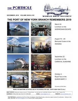 The Port of New York Branch Remembers 2019