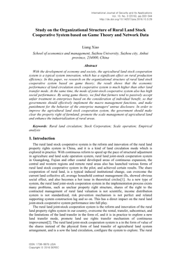 Study on the Organizational Structure of Rural Land Stock Cooperative System Based on Game Theory and Network Data