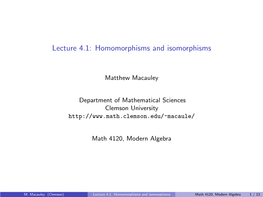 Homomorphisms and Isomorphisms