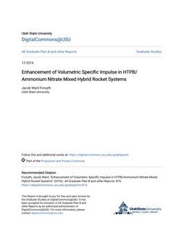 Enhancement of Volumetric Specific Impulse in HTPB/Ammonium Nitrate Mixed