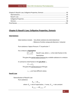 Chapter 9: Raoult's Law, Colligative Properties, Osmosis