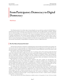 From Participatory Democracy to Digital Democracy
