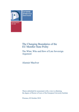 The Changing Boundaries of the EU Member State Polity the What, Who and How of Late Sovereign Argument