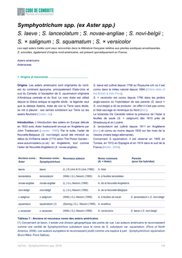 (Ex Aster Spp.) S. Laeve ; S. Lanceolatum ; S. Novae-Angliae ; S