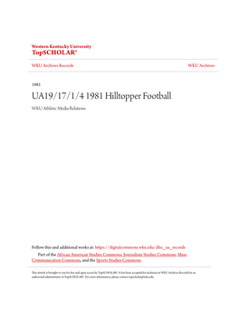 UA19/17/1/4 1981 Hilltopper Football WKU Athletic Media Relations
