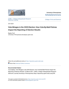 How Vote-By-Mail Policies Impact the Reporting of Election Results