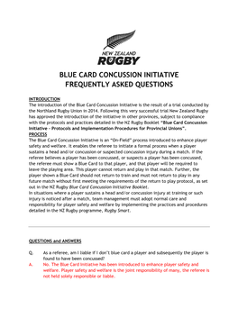 Blue Card Concussion Initiative Frequently Asked Questions