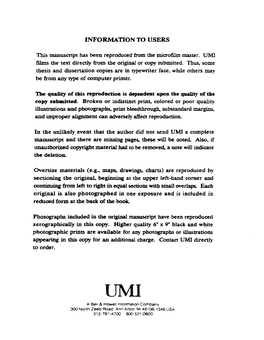 IN FO R M a TIO N to U SERS This Manuscript Has Been Reproduced from the Microfilm Master. UMI Films the Text Directly From