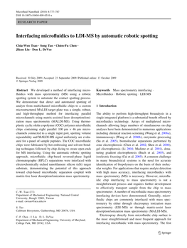 Interfacing Microfluidics to LDI-MS by Automatic Robotic Spotting