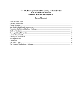 The D.C. Freeway Revolt and the Coming of Metro Sidebar U.S. 50: the Roads Between Annapolis, MD, and Washington, DC
