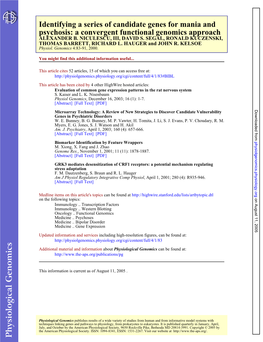 Psychosis: a Convergent Functional Genomics Approach Identifying a Series of Candidate Genes for Mania