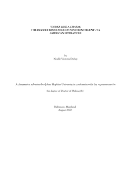 Works Like a Charm: the Occult Resistance of Nineteenth-Century American Literature