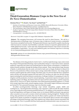 Third-Generation Biomass Crops in the New Era of De Novo Domestication