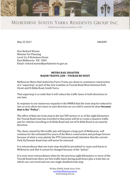 May 22 2017 URGENT Hon Richard Wynne Minister