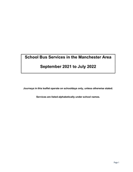 School Bus Services in the Manchester Area September 2021