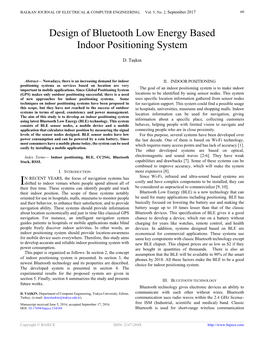 Design of Bluetooth Low Energy Based Indoor Positioning System