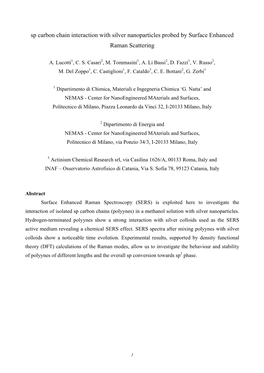 Sp Carbon Chain Interaction with Silver Nanoparticles Probed by Surface Enhanced Raman Scattering