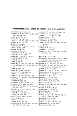 Namenverzeichnis. Index of Names. Index Des Auteurs