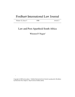 Law and Post-Apartheid South Africa