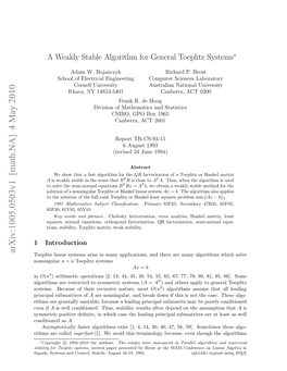 A Weakly Stable Algorithm for General Toeplitz Systems