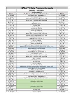 NASA TV Schedule for Web (Week of 6-22-2020).Xlsx