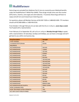 Some Drugs Are Excluded from Medicare Part D, but Are Covered by Your Medicaid Benefits Under the Healthpartners® MSHO Plan (HMO)