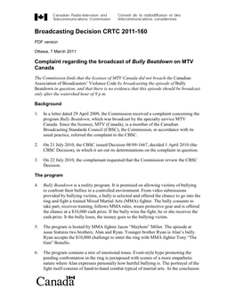 Broadcasting Decision CRTC 2011-160