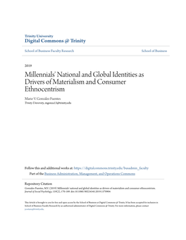Millennials' National and Global Identities As Drivers of Materialism and Consumer Ethnocentrism Mario V