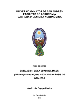 Estimación De La Edad Del Trichomycterus Dispar , Mediante El Analisis De Otolitos