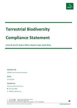 Terrestrial Biodiversity Compliance Statement