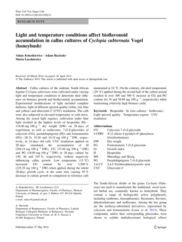 Light and Temperature Conditions Affect Bioflavonoid Accumulation In