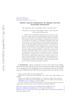 Strong Oracle Optimality of Folded Concave Penalized Estimation.” DOI:10.1214/13-AOS1198