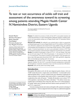 To Test Or Not: Occurrence of Sickle Cell Trait