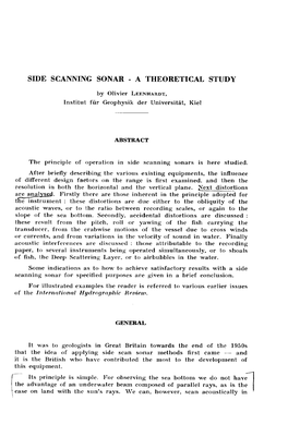 Side Scanning Sonar - a Theoretical Study