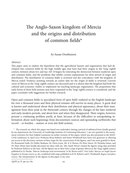 The Anglo-Saxon Kingdom of Mercia and the Origins and Distribution of Common Fields*