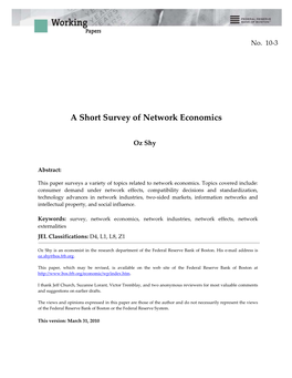 A Short Survey of N Etwork Economics