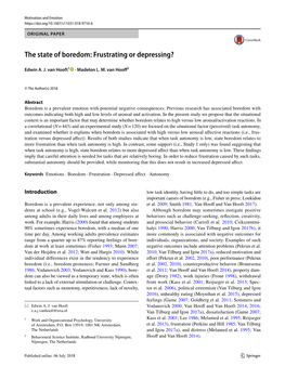 The State of Boredom: Frustrating Or Depressing?