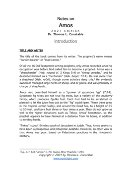 Notes on Amos 202 1 Edition Dr