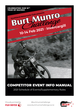 COMPETITOR EVENT INFO MANUAL 2021 Schedule of Events/Supplementary Rules