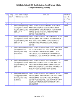 List of Polling Stations for 106 Gobichettipalayam Assembly Segment Within the 18 Tiruppur Parliamentary Constituency