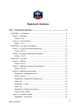 Règlements Généraux De La F.F.F