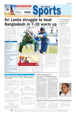 Sri Lanka Struggle to Beat Bangladesh in T-20 Warm Up