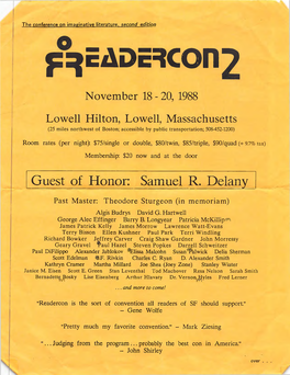 Readercon 2 Flyer