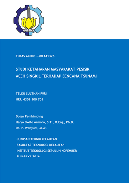 Studi Ketahanan Masyarakat Pesisir Aceh Singkil Terhadap Bencana Tsunami