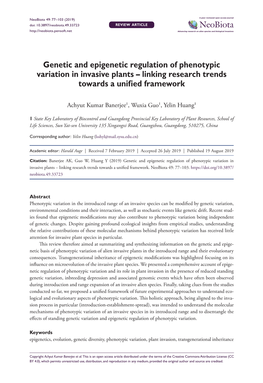 ﻿Genetic and Epigenetic Regulation of Phenotypic Variation in Invasive Plants – Linking Research Trends Towards a Unified Fr