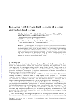 Increasing Reliability and Fault Tolerance of a Secure Distributed Cloud Storage