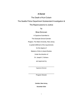 A Denial the Death of Kurt Cobain the Seattle Police Department