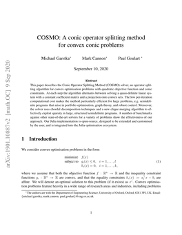 COSMO: a Conic Operator Splitting Method for Convex Conic Problems