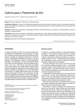 Caffeine in the Treatment of Pain