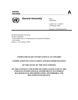 Complementary International Standards First Session Geneva, 11-22 February 2008